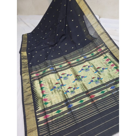 pure cotton silk handloom double pallu paithani (copy)